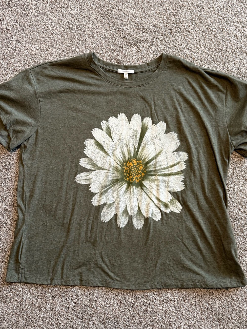 Maurices Olive Green Tee with White Daisy Graphic